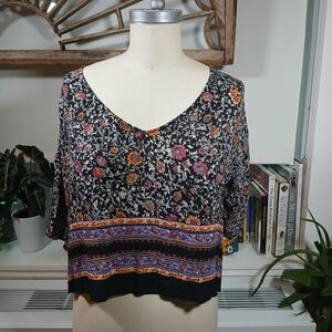 Band of Gypsies Floral Boho Crop Top / M